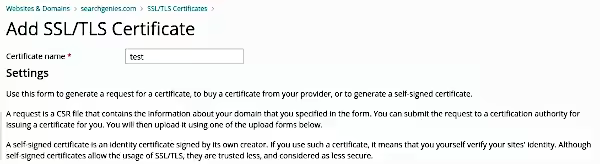 Add SSL/TLS certificate to plesk server