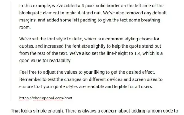 Wordpress Quote text example