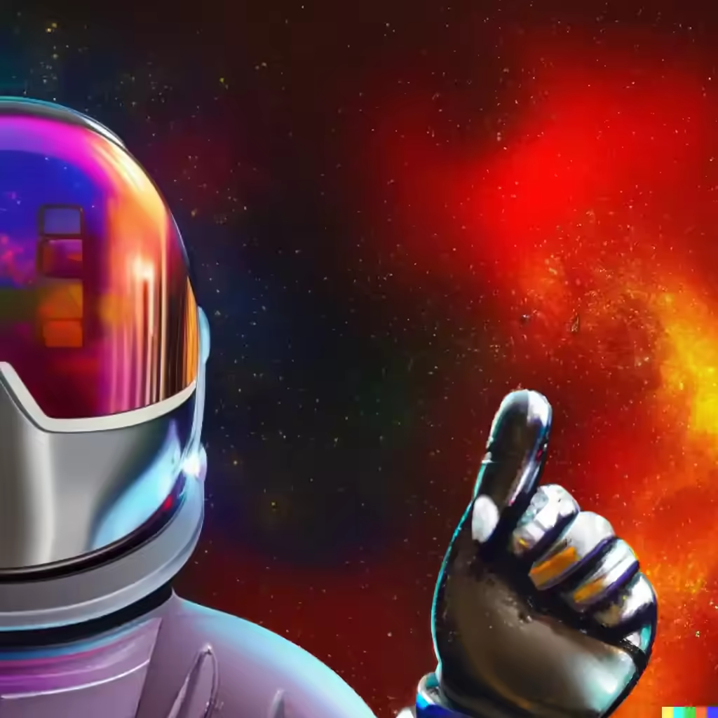Spaceman with finger pointing