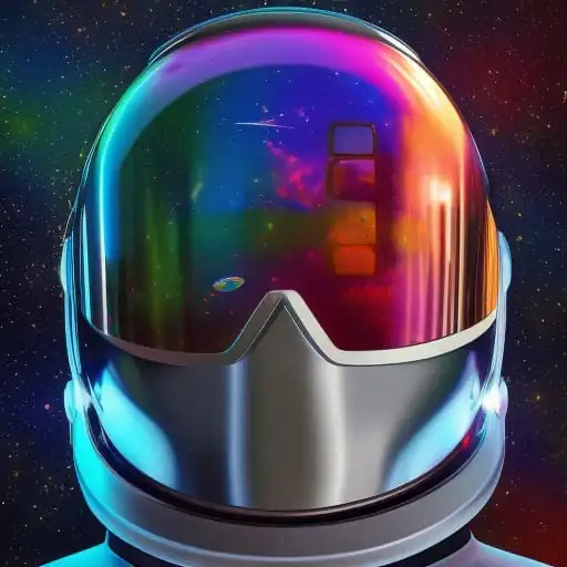 spaceman reflecting visor colourful selfie