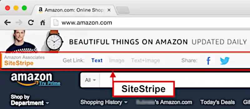 Enable the Amazon Associate Site Stripe